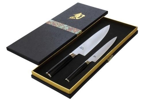 Shun Classic 2 Piece Knife Set, 20cm Chefs + 15cm Utility, Pakkawood handle