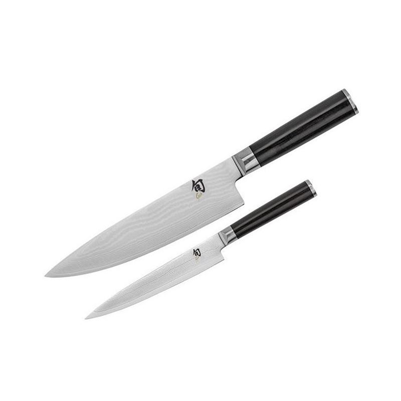 Shun Classic 2 Piece Knife Set, 20cm Chefs + 15cm Utility, Pakkawood handle