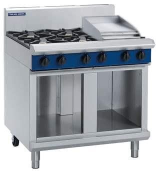 BLUE SEAL Gas Cooktop On Cabinet 4 Burners & Griddle 900mm G516C-CB