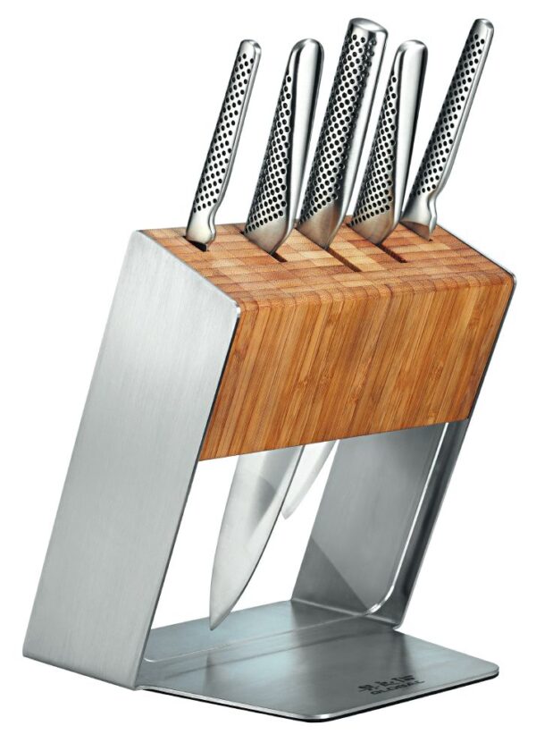 GLOBAL Katana 6pc Knife Block - Bamboo