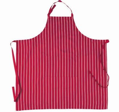 Apron Bib Vertical Stripe w/Pocket - Red