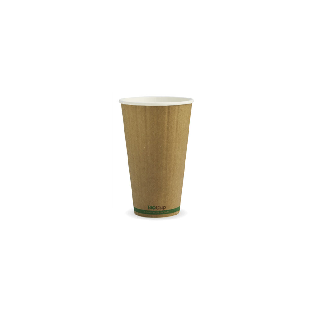 BioCup Kraft Green Stripe Double Wall 460ml / 16oz (90mm)