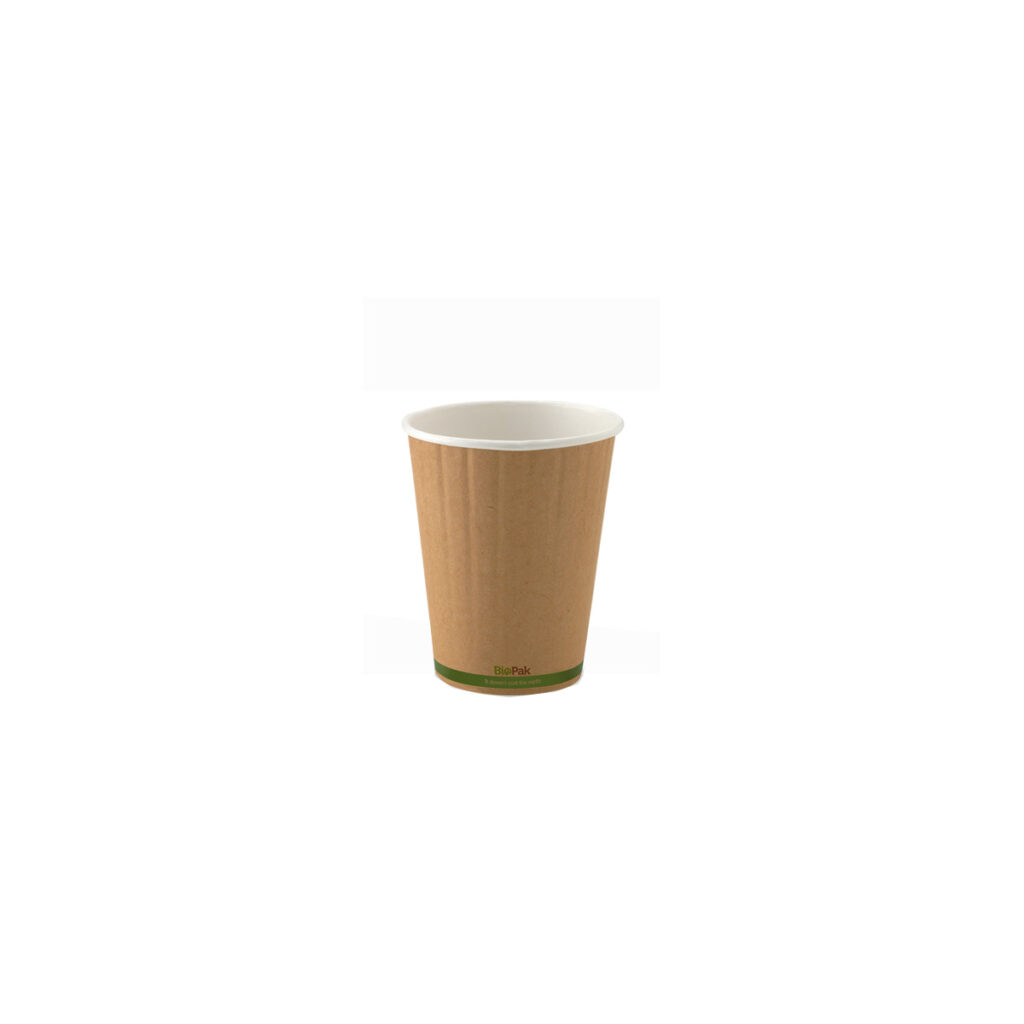 BioCup Kraft Green Stripe Double Wall 255ml / 8 oz (80mm)