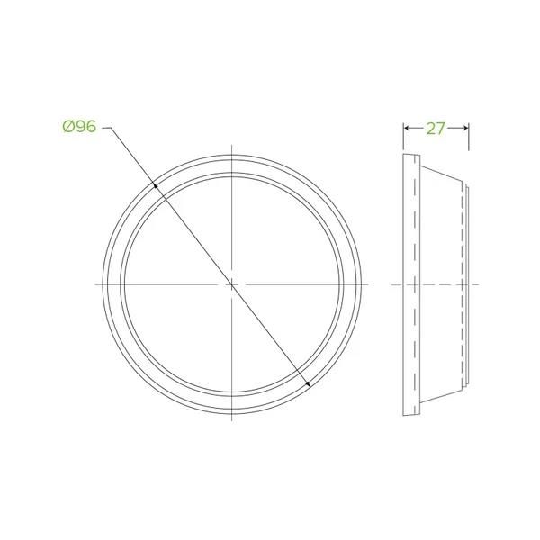 Biocup Lid Raised w/No Hole (Clear) to Suit PLA Green Line 300-700ml Cup