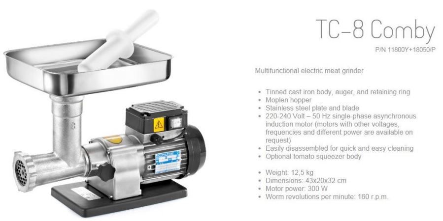 TRE SPADE Meat Mincer – No. 8 30kg/Hour MNS0008