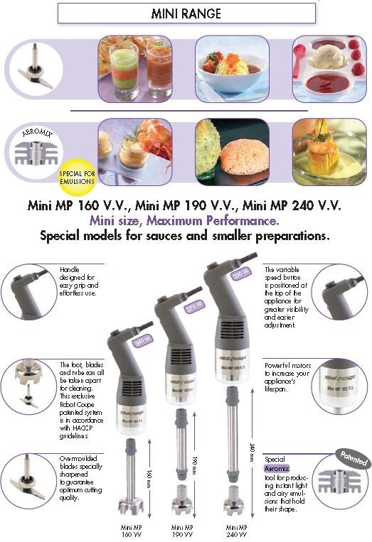 ROBOT COUPE 160mm Handheld Power Mixer - 5L Mini MP 160 V.V