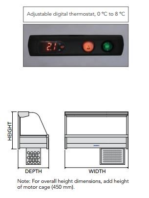 ROBAND Cold Food Display Curved Glass 5 Bays 1680mm CRX25RD