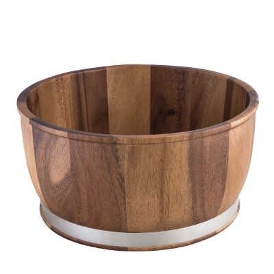 Bowl Wood Round with S/S Band 310x155mm