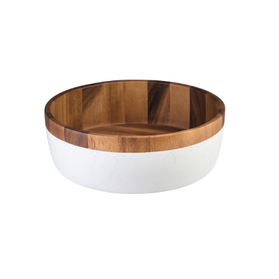 Bowl Wood Round White Base 300x100mm