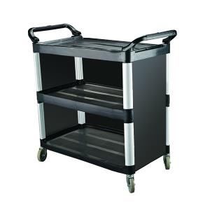 Trolley 3 Shelf Black/Alum Enclosed Sides 845x430x950Hmm