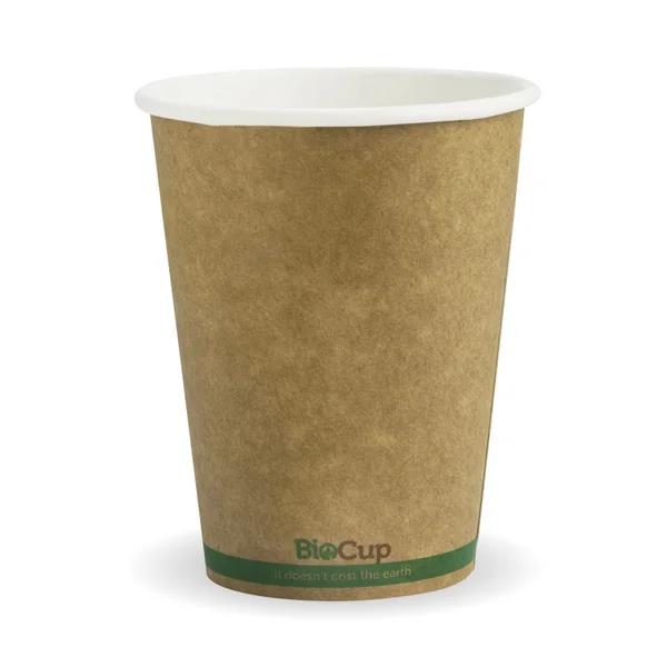 BioCup Kraft Green Stripe Single Wall 390ml/ 12 oz (90mm)