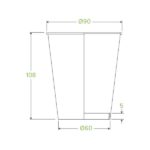 BioCup Kraft Green Stripe Single Wall 390ml/ 12 oz (90mm)