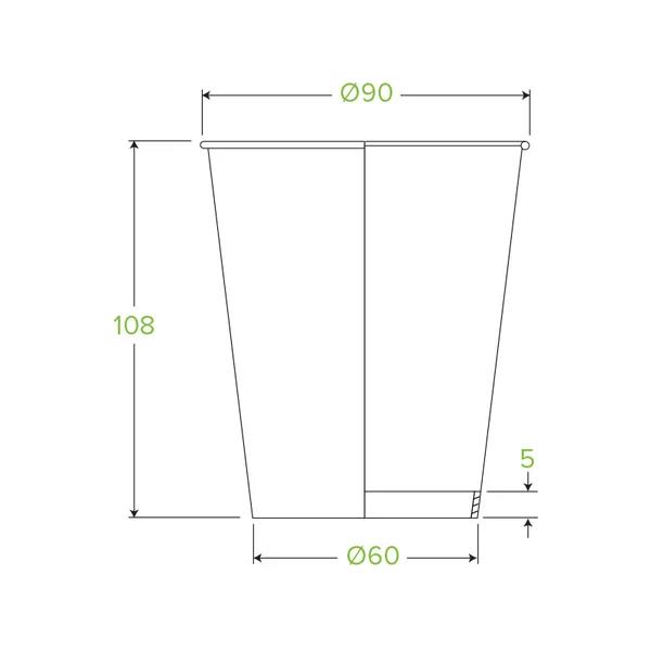 BioCup Kraft Green Stripe Single Wall 390ml/ 12 oz (90mm)