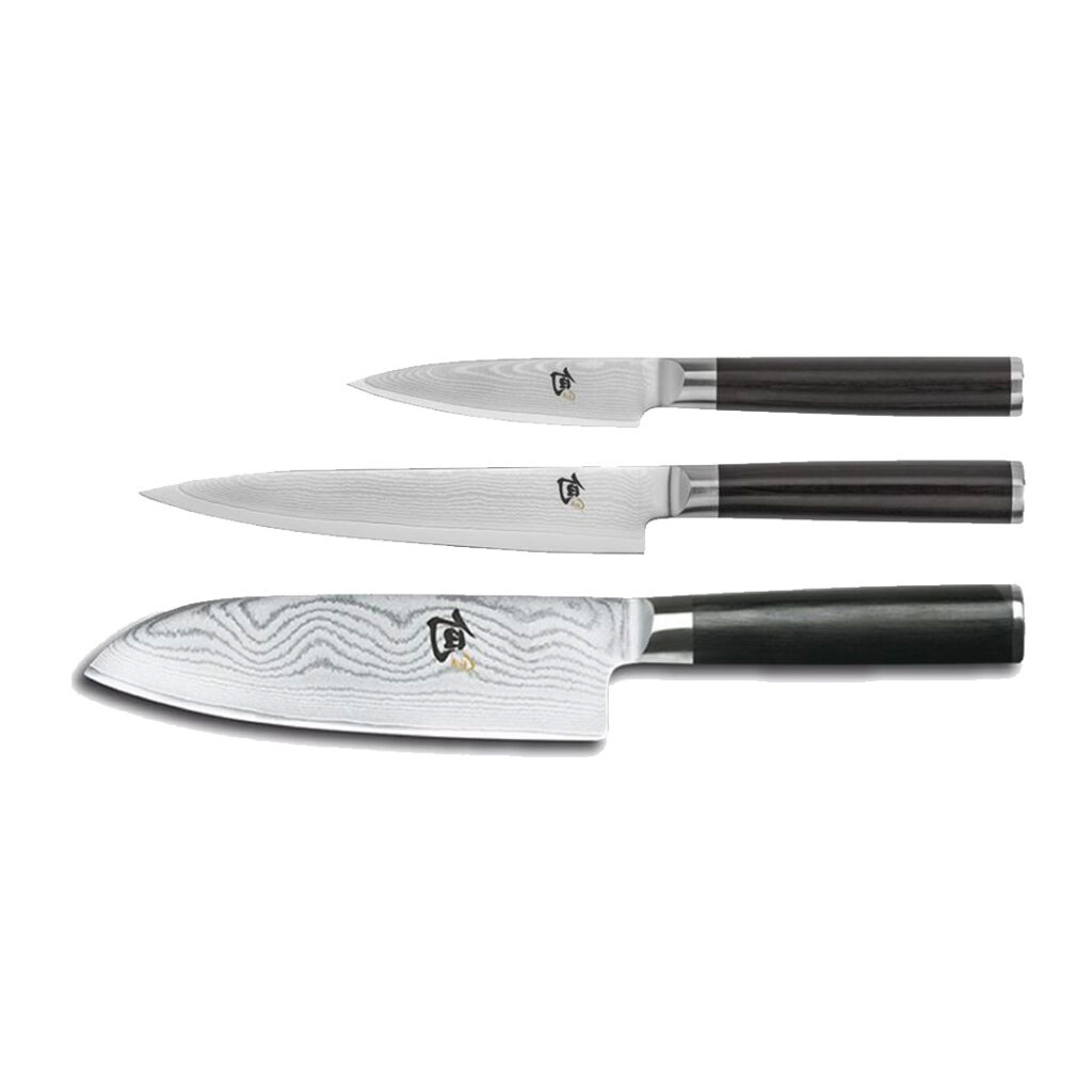 Shun Classic 3 Piece Knife Set, 18cm Santoku+ 15cm Utility + 9cm Pairing