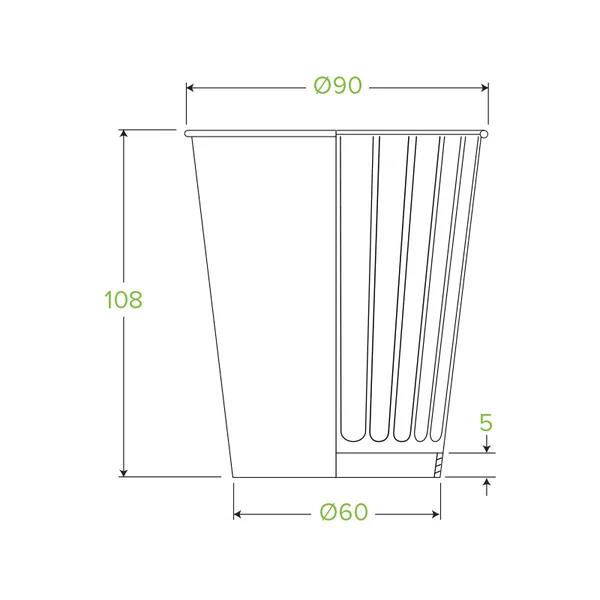 BioCup Kraft Green Stripe Double Wall 390ml / 12 oz (90mm)