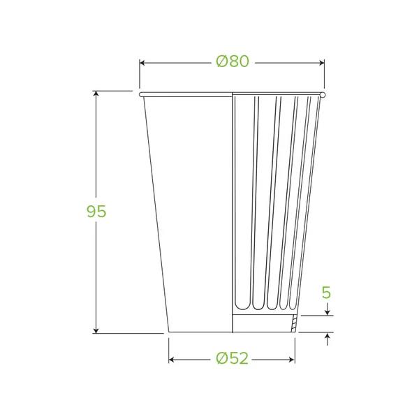 BioCup Kraft Green Stripe Double Wall 255ml / 8 oz (80mm)