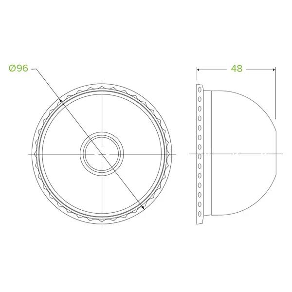 Biocup Lid Dome w/Hole (Clear) to Suit PLA Green Line 300-700ml Cup