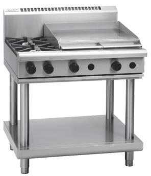 WALDORF Gas Cooktop 2 Burners & Griddle On Stand 900mm RN8606G-LS