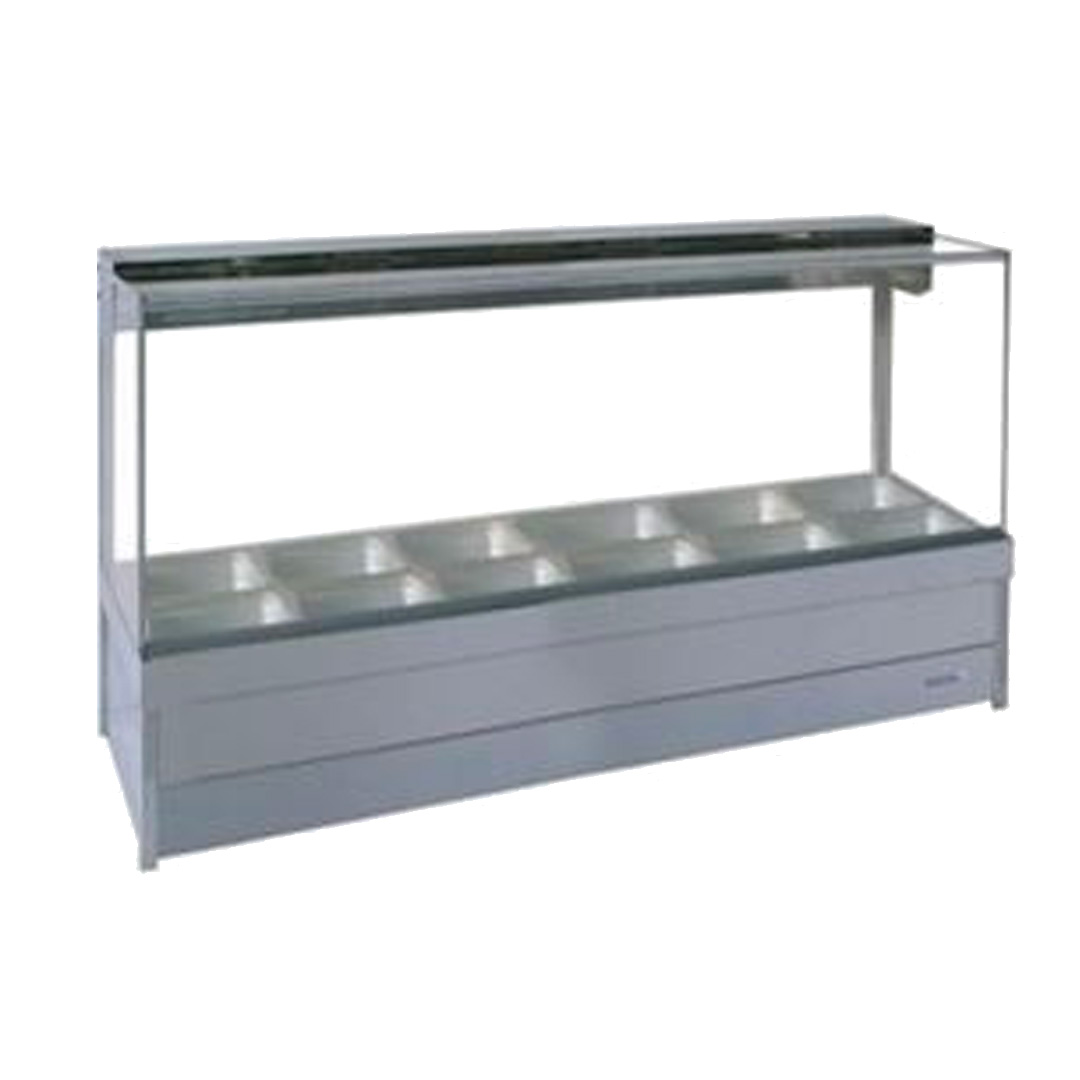 ROBAND Hot Food Display Bar Square Glass - 6 Bays 2005mm S26