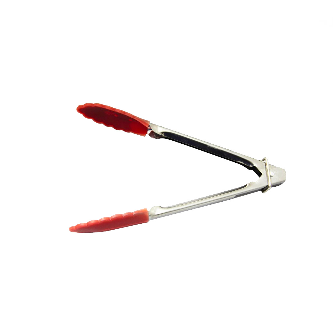 Tongs S/S Silicone Tip 180mm Red