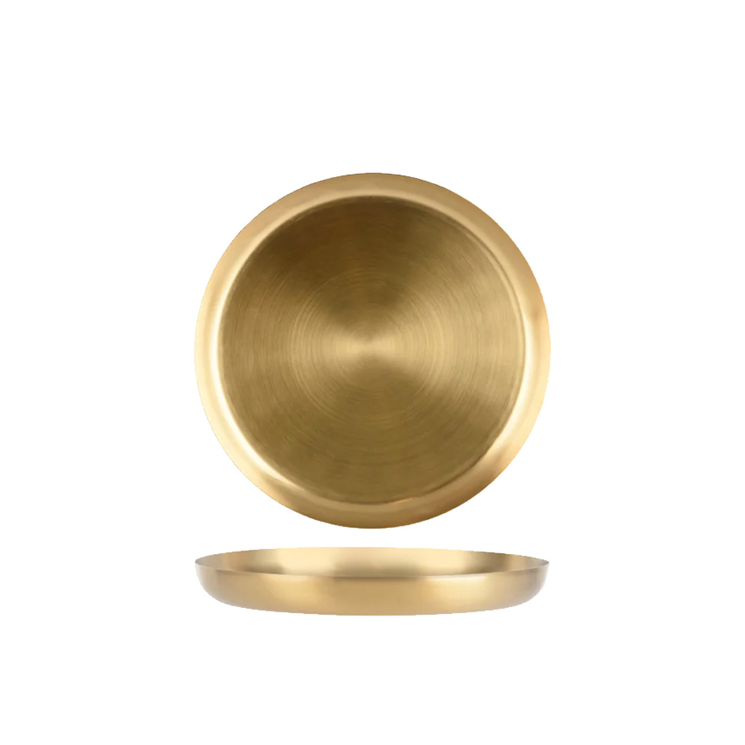 Round Serving Tray Satin Brass 305x30mm