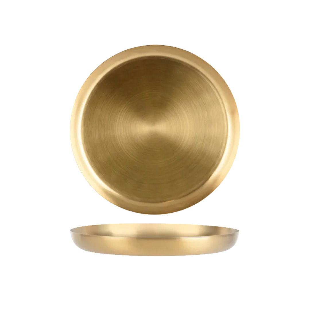 Round Serving Tray Satin Brass 365x30mm