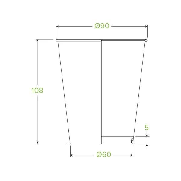 BioCup White Single Wall 390ml / 12oz (90mm) T/A Coffee cup