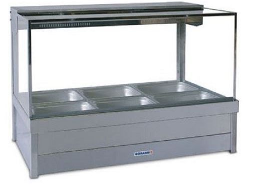 ROBAND Hot Food Display Bar Square Glass - 3 Bays 1030mm S23