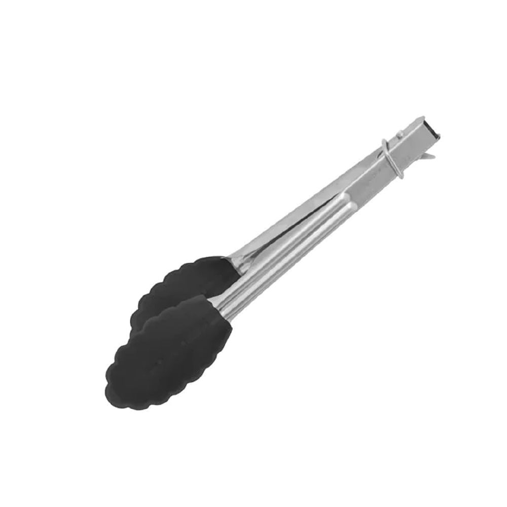 Tongs S/S Silicone Tip 180mm Black